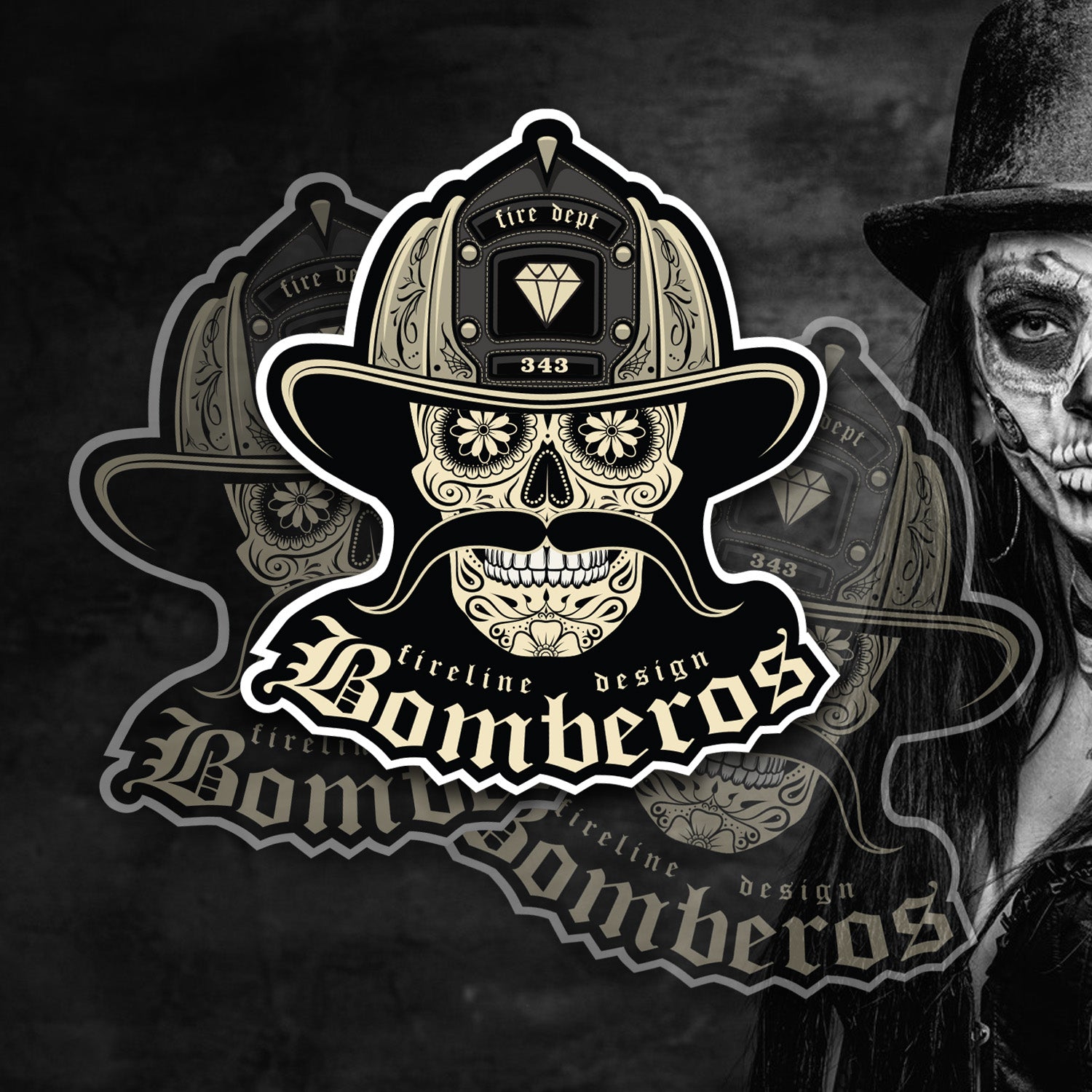 BOMBEROS Sugar Skull Sticker - 3 Pack